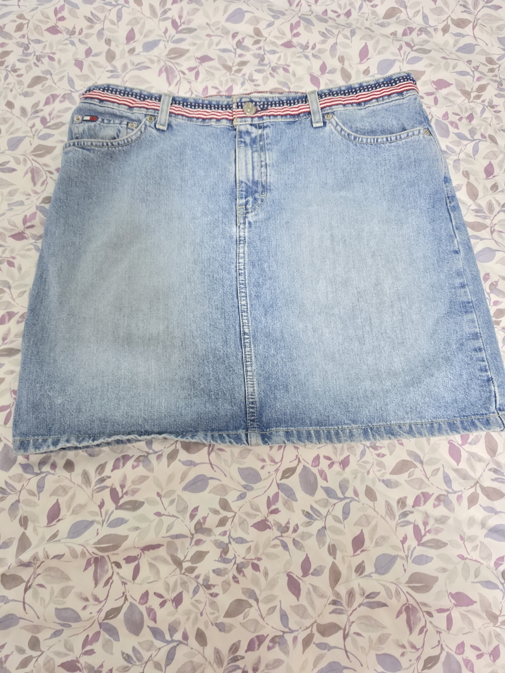 Y2k Light Blue Denim Mini Skirt with Waistband Detail